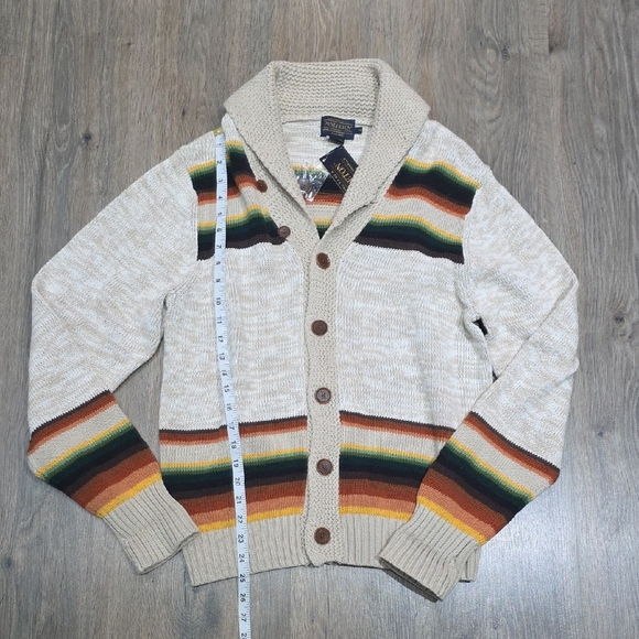Pendleton Other - Pendleton Beige 100% Cotton Cardigan with Multicolor Stripes